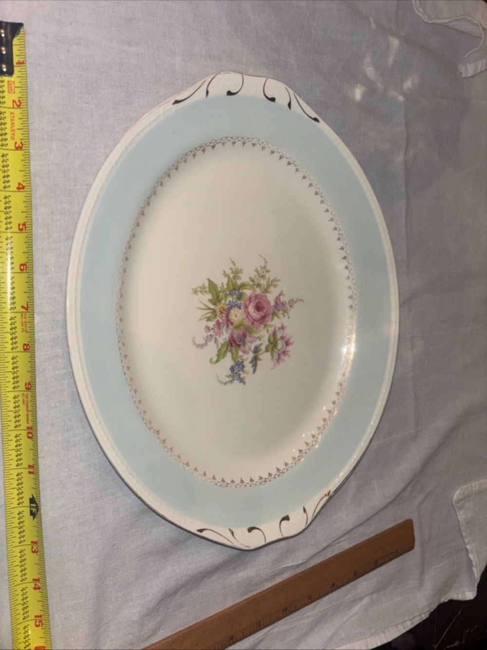 Vintage Georgian Homer Laughlin Eggshell Platter 13.5” Flowers J50N5 USA - Picture 2 of 6